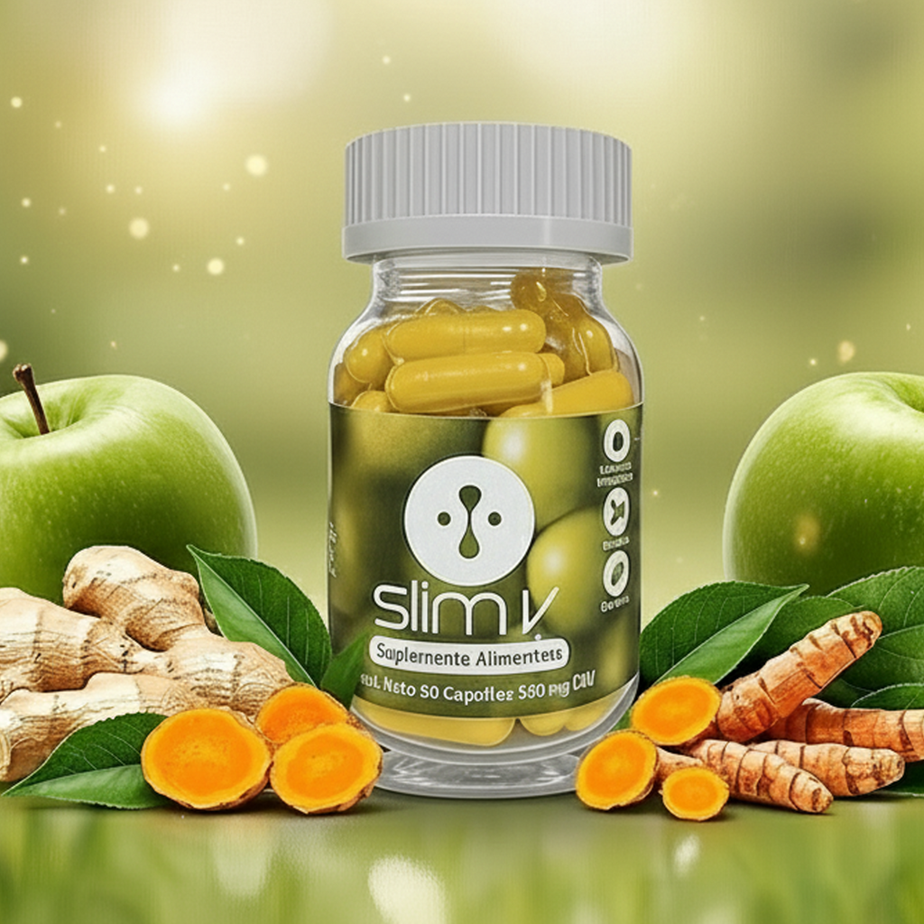 Slim-V 1x Frasco - Cápsulas de vinagre de manzana, cúrcuma y jengibre